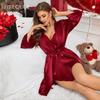 Sexy Bow Neck Nightdress Women's Loungewear Back Hollow Pajamas Robe Large Size 0