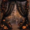 Event Backdrop Tulle Curtains Transparent Halloween Decor Modern Style Sheer Mesh Curtains  Home