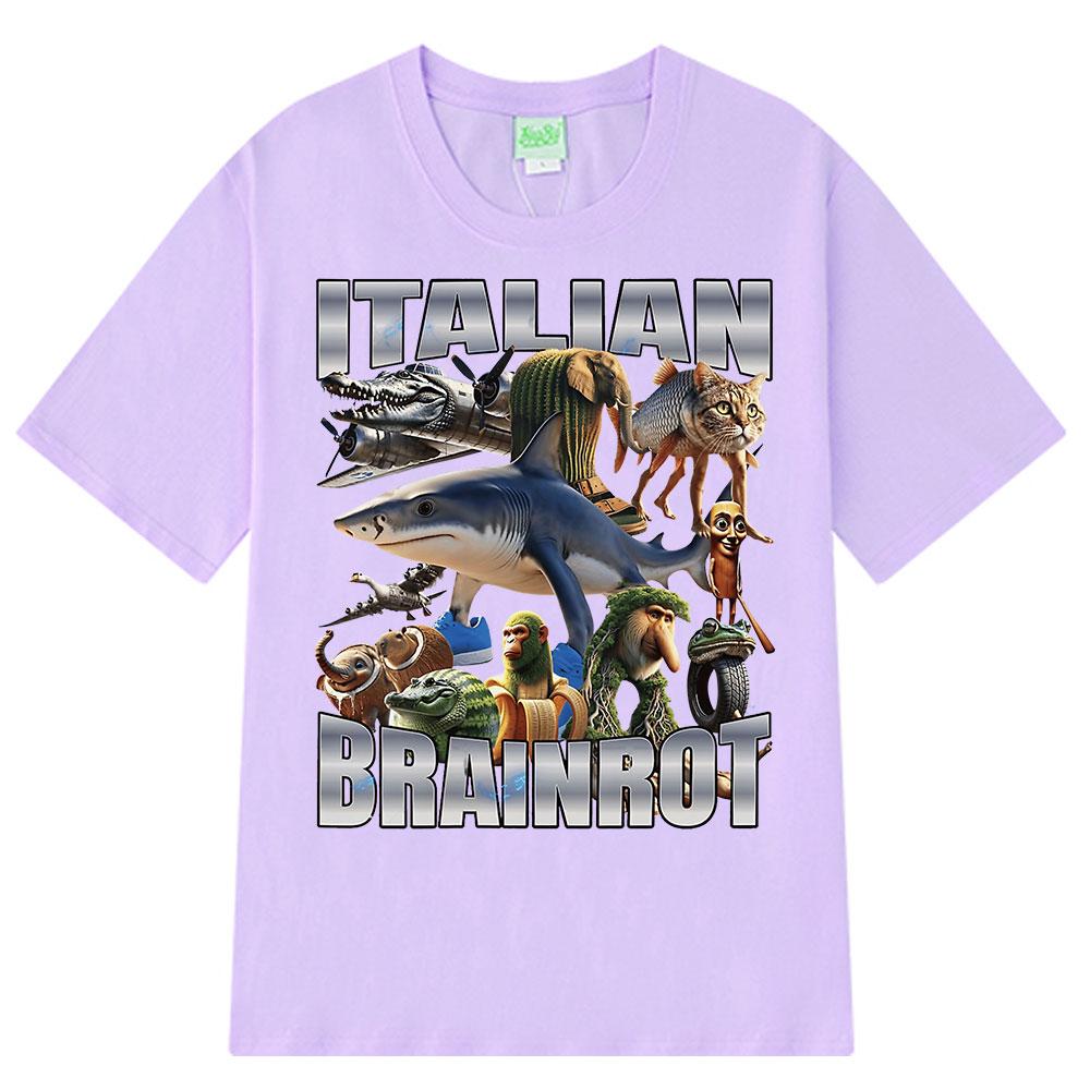 Italian Brainrot Tralalero Tralala Tung Tung Tung Sahur Bombardiro Crocodilo Funny Meme T-shirt Men Women Fashion Loose T Shirts