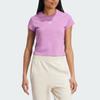 Adidas Оригинальная базовая однотонная футболка с маленьким логотипом, круглым вырезом, облегающего кроя, с коротким рукавом, женский топ, фиолетовый IY7337