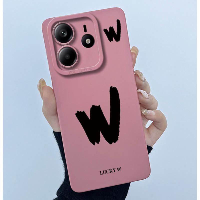 For Xiaomi Redmi Note 14 5G Cover Case Lucky Initial Letter Couple Silicone Soft Matte Phone Bumper for Redmi Note14 5G Casing