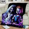 1PC Custom Name Horror Dolls Halloween flannel blanket versatile, all-season throw suitable for the living room, bedroom, camping, travel, and gift