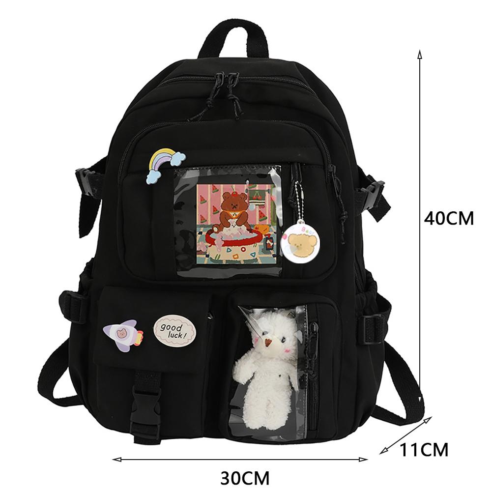 Preppy Style Large Capacity Students School Bags Casual Canvas Female Backpack Fashion Patchwork Women Knapsack with Card Badge