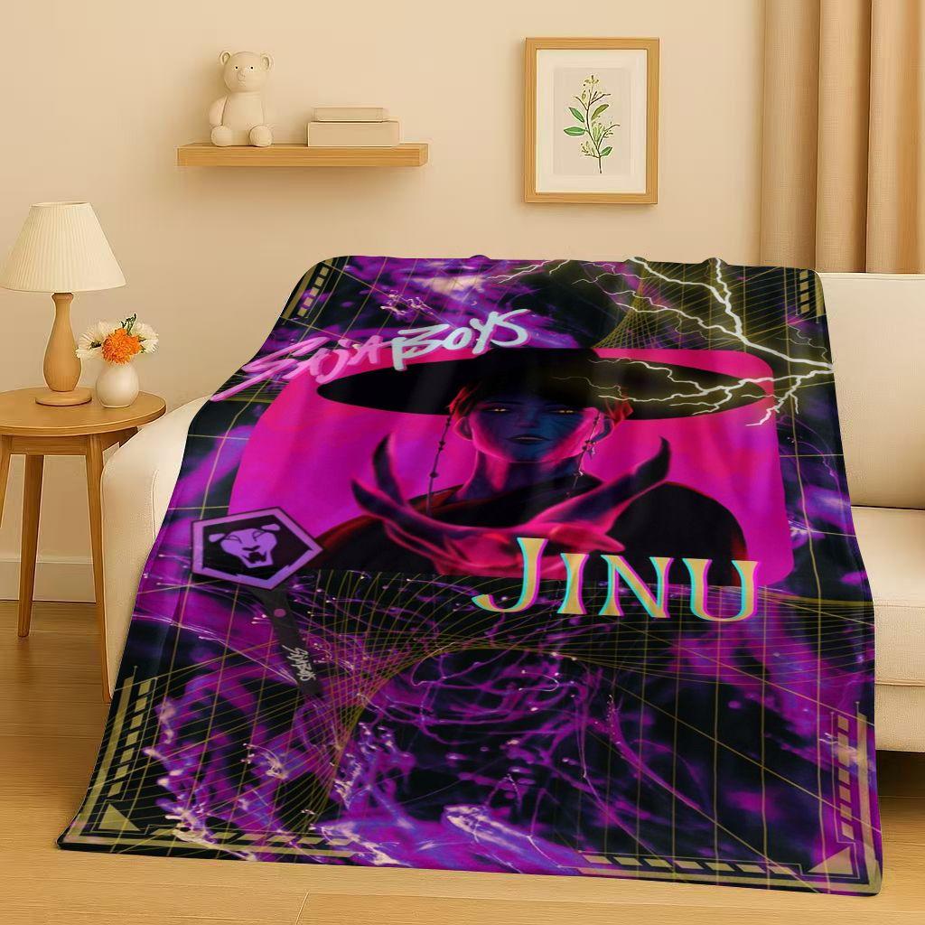 2026 New Cartoon Kpop Demon Hunters Zoey Rumi Mira Music Flannel Blanket,Ultra Soft Plush Throw for Home Bedroom Bed Sofa Cover