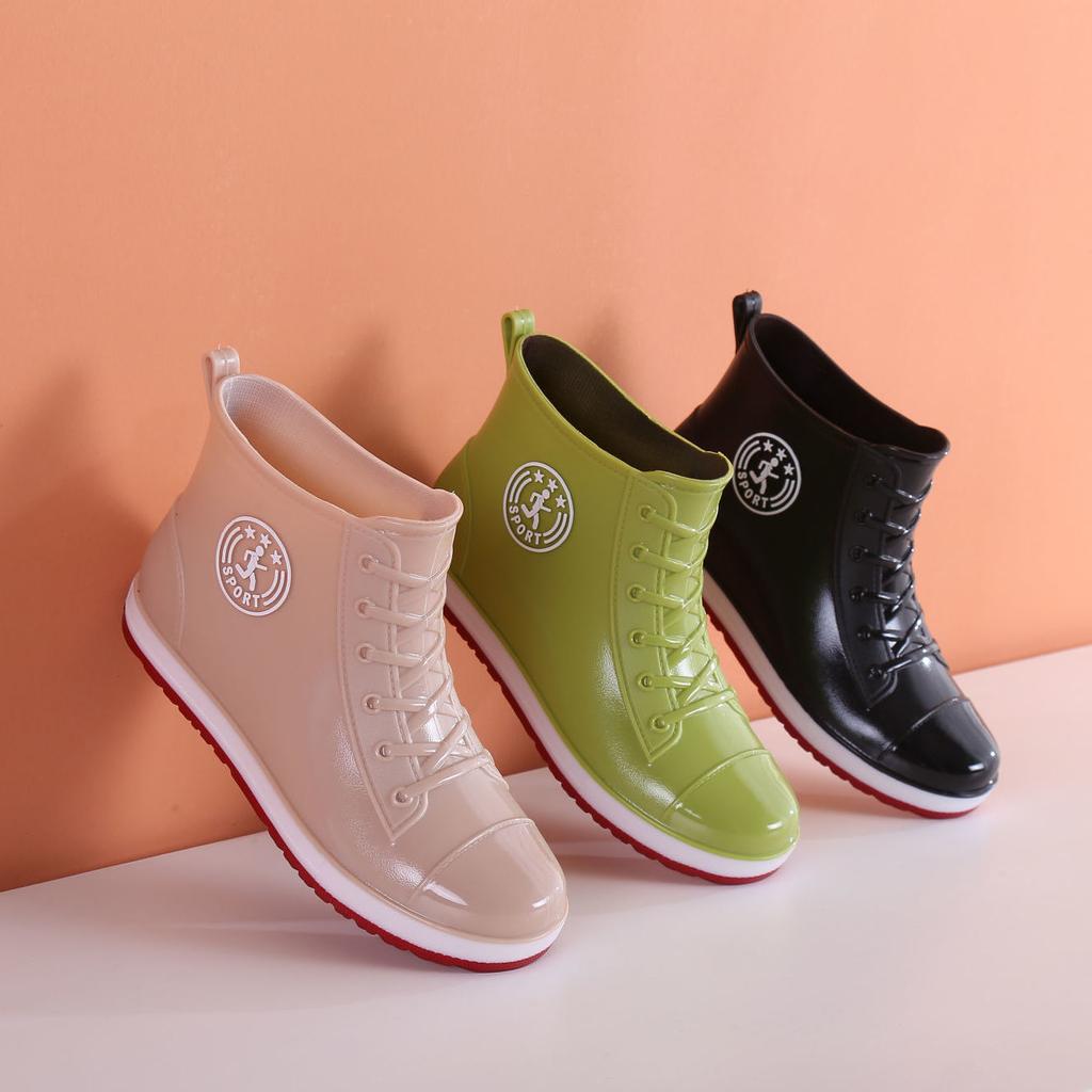 Всесезонные черные дождевые сапоги, нескользящая резиновая обувь для женщин, дизайнерские резиновые сапоги на искусственной молнии, женские резиновые дождевики