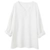 Women's 100% Linen Drop Shoulder V-Neck Blouse