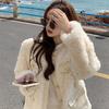 Women Faux Lamb Woolen Patchwork Fur Jacket Winter Warm Sweet Furry Fluffy Coat