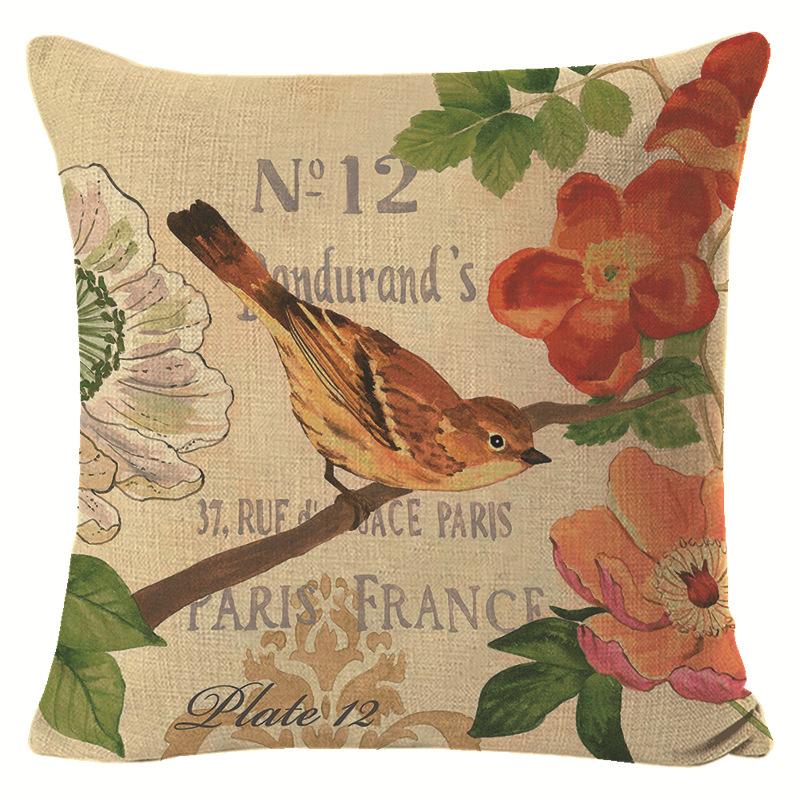 Деревенский стиль, сельский цветок и птица, чехол для дивана, наволочка, льняной весенний чехол для подушки, чехол для автомобильной талии, спинки