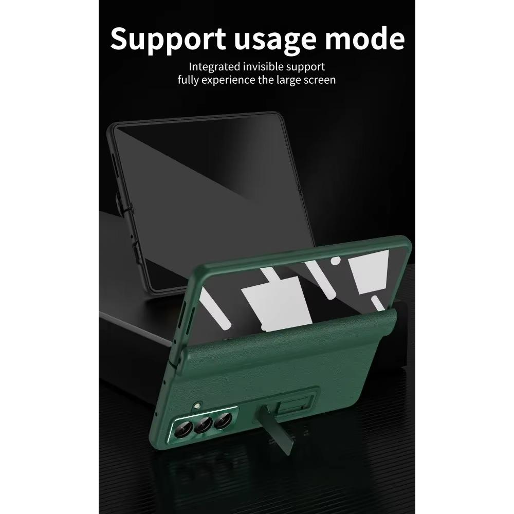 Роскошный Бизнес Невидимый Регулируемый Держатель Пленка из Закаленного Стекла Чехол для Телефона для Samsung Galaxy Z Fold 7 6 5 4 3 Защита Задней Крышки