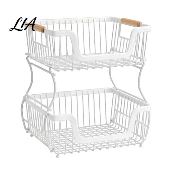 Countertop Organizer Rack 2/3 Layer Rack, Heavy Duty Fruit Basket Stand, Metal Storage Space Saving Carbon Steel for Kitchen, Pantry Multipurpose