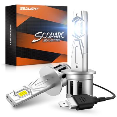 Светодиодная фара SEALIGHT H1 для автомобильного освещения, совместимая с техосмотром транспортного средства, 6500K, светодиодная лампа высокой яркости h4, миниатюрный чип увеличенного размера со встроенным вентилятором и компенсатором 40 Вт HB2 2