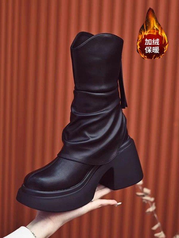Новые короткие тонкие ботинки, на небольшой толстой подошве, с платформой, водонепроницаемые, с толстым каблуком, ботинки в стиле Мартин, на осень и зиму