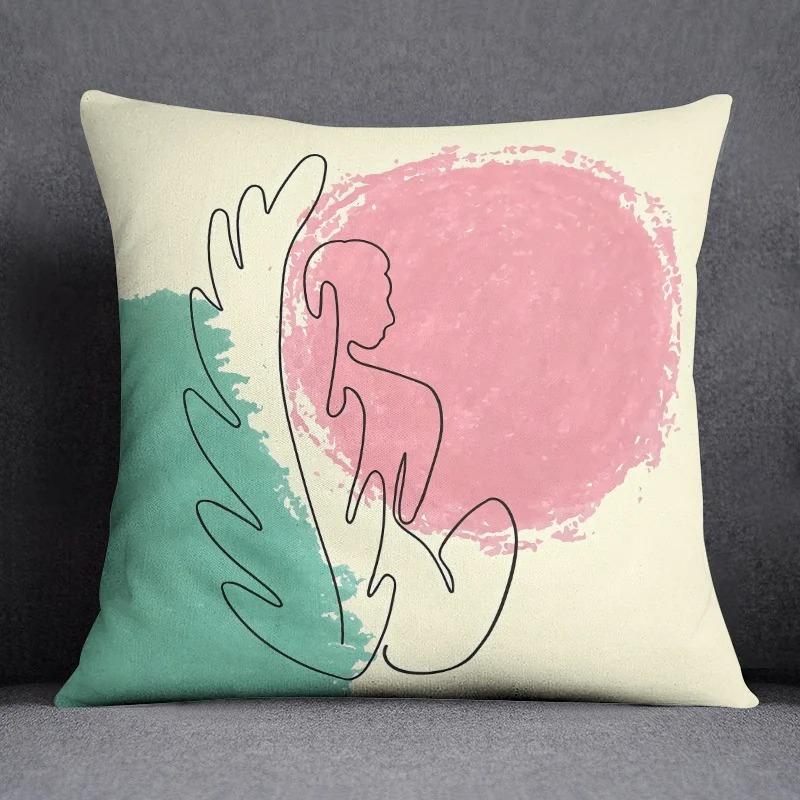 Office Living Room Home Pillowcase Abstract Illustration Style Printed Pillowcase Car Ornaments