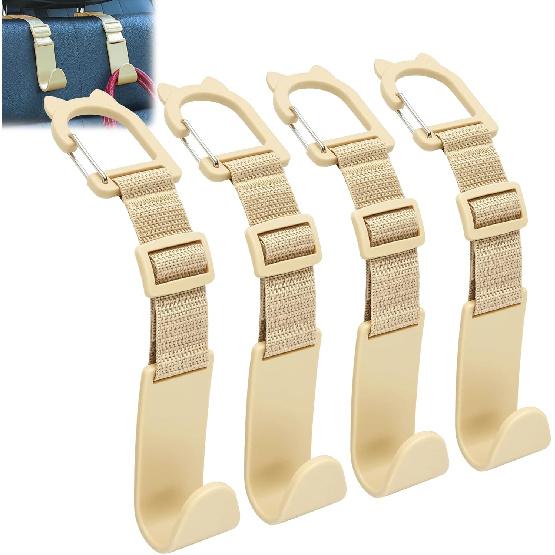 Amooca Anti-drop Car Headrest Hooks 4 Pack Seat Organizer for Bags
