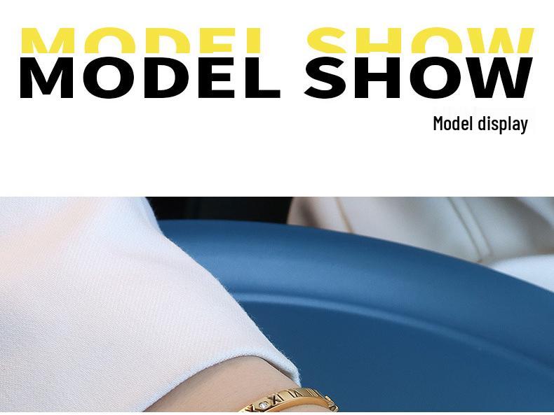 Позолоченный браслет-бэнгл с римскими цифрами и бриллиантами из титановой стали для пар – Женские украшения Z043