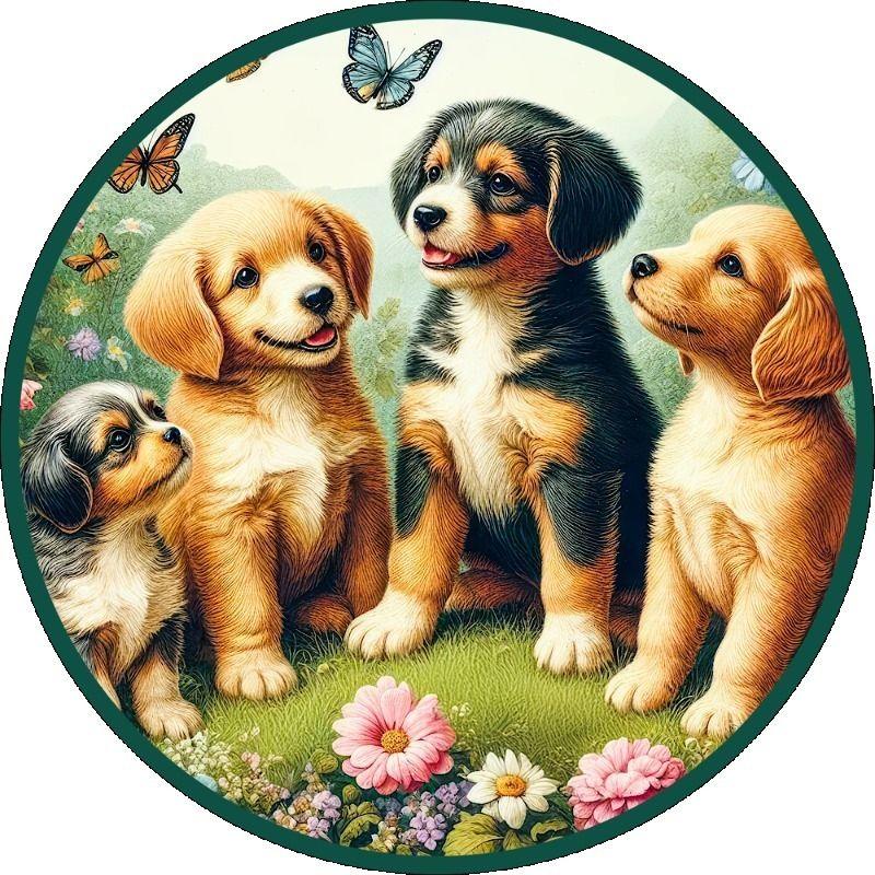 Круглое Металлическое Настенное Искусство Декор Пасторальный Пейзаж Картина 20x20см