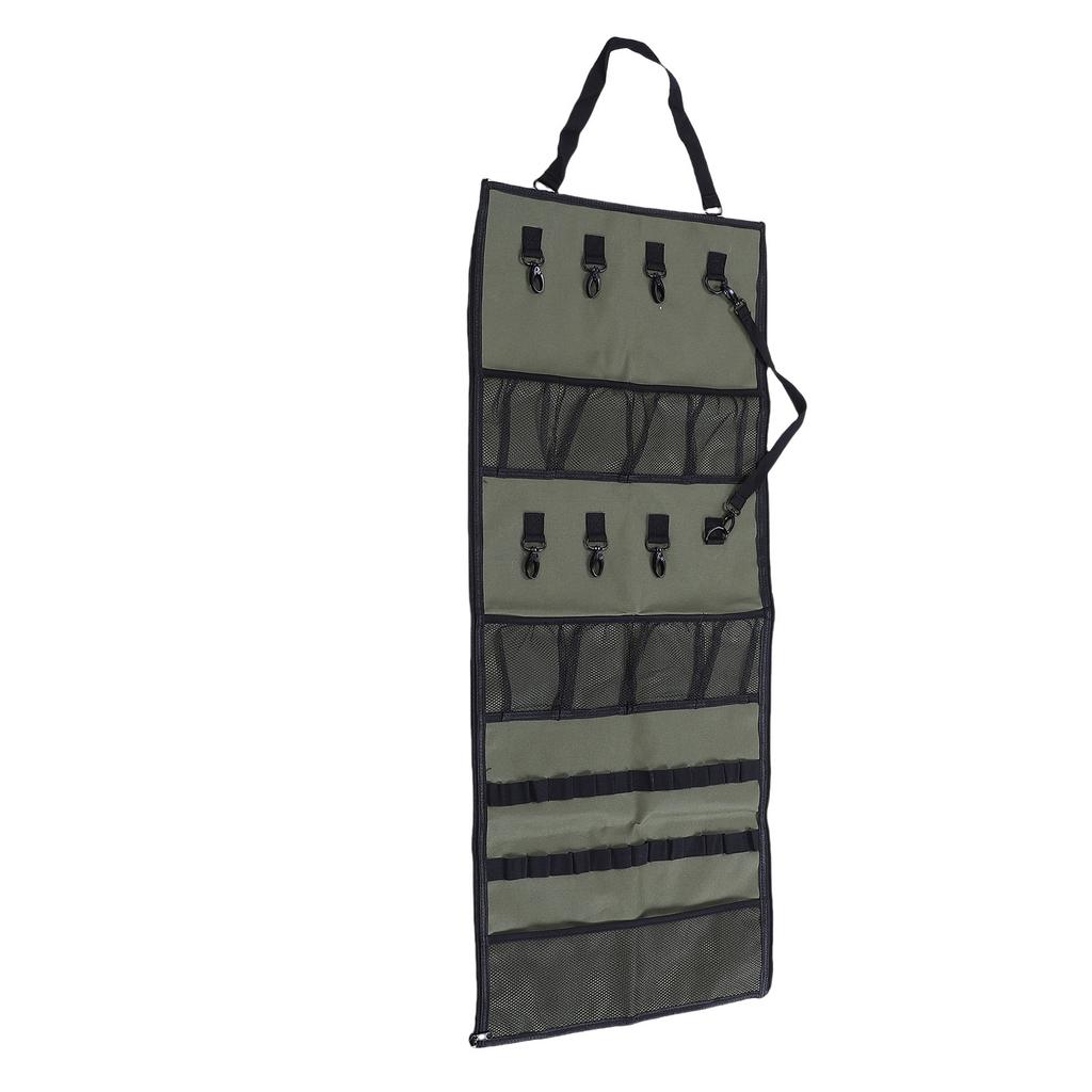 Camping Hanging 600D Oxford Fabric Tent Shed Storage Bag, Hanging Hooks and Mesh s for Outdoor Picnic Green,