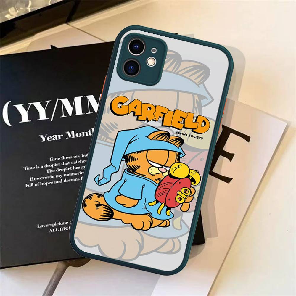 Классический комикс G-Гарфилд Для iPhone 16 15 14 13 12 11 Pro Max X XS MAX Plus Полупрозрачный черный чехол для телефона