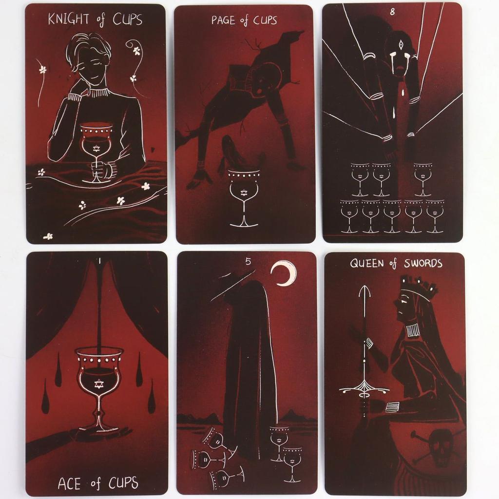 Dirty Red Tarot Deck 10.3*6cm 78 Pcs Tarot Cards Channel Energy Through Bold Strokes and Striking Contrasts