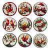 Double Sided Festive Window Art Christmas Acrylic Hanging Decor 2D Holographic Stained Glass Decorations Ornament with Metal Chain Double-sided