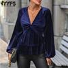 Women's Fashion Casual Solid Color Print Autumn Winter Long Sleeve V-Neck Pullovers & Long Sleeves