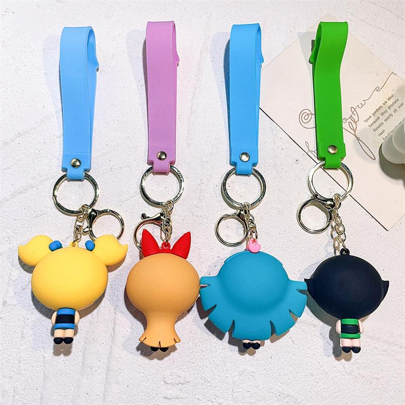 Брелок для ключей Powerpuff, сумка, подвеска, ПВХ, подарок, мультяшные девушки, милые аксессуары для кукол