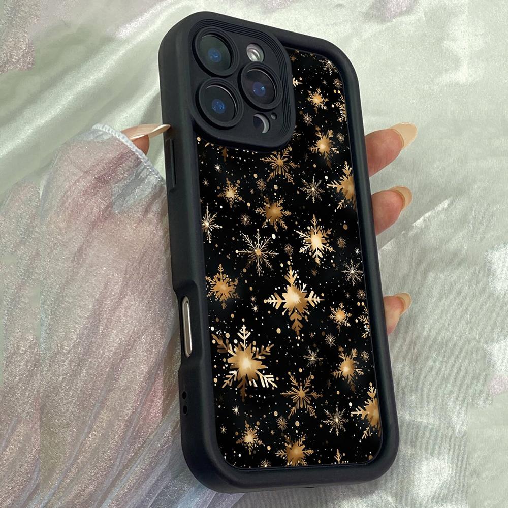 JT160 Рождественские снежинки для iPhone 17 16 15 14 Pro Max Samsung S26 S25 Ultra A17 A16 A07 A56 A06 Xiaomi 15T Redmi 15c 14C Note 14 13 Мягкий чехол из ТПУ