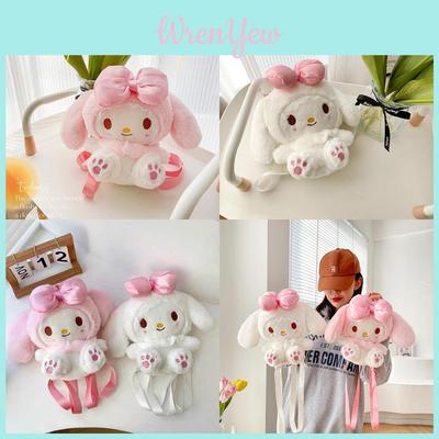 Плюшевый рюкзак My Melody для повседневного использования с застежкой-молнией и карманом для мобильного телефона