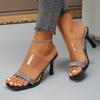 Fashion Sexy Stiletto Sandals for Women Modern Sandels 2025 Summer Crystal Decor Thin High Shoes Plus Size Square Toe Pumps De Mujer