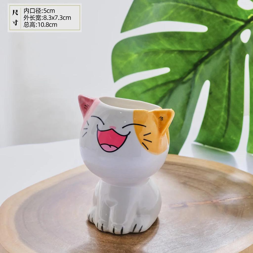 Творческий мини-мультяшный кот, милый цветочный горшок, керамический горшок для суккулентов, сделай сам, детские игрушки, научное образование, школьный подарок