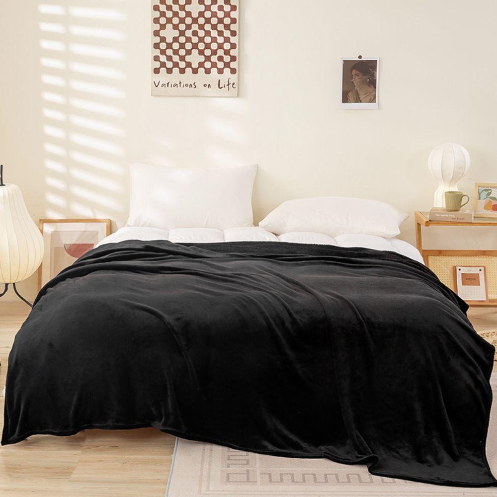 Skin-friendly Flannel Blanket Solid Color Bed Sheet Sofa Blanket Summer Sleep Blanket  Bedroom