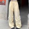 Женские брюки-карго в полоску большого размера Y2k в стиле Харадзюку, повседневные мешковатые летние широкие брюки с милым бантом, уличный стиль в американском стиле