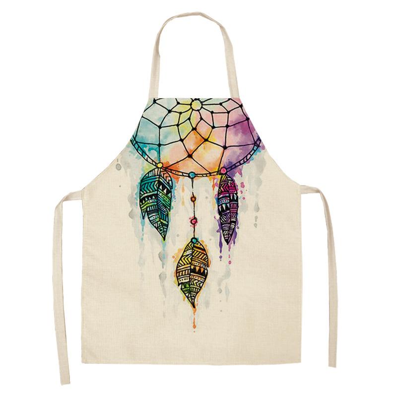 Фартук с принтом «Ловец снов» из перьев, званый ужин, барбекю, нагрудник для приготовления пищи, льняной фартук, фартук для уборки дома, против пятен и масла