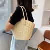 Summer Straw Bag Women Weave Handmade Handbag Drawstring Handle Bag Large Capacity Wave Point Tote Bag Shopping Bags KTY