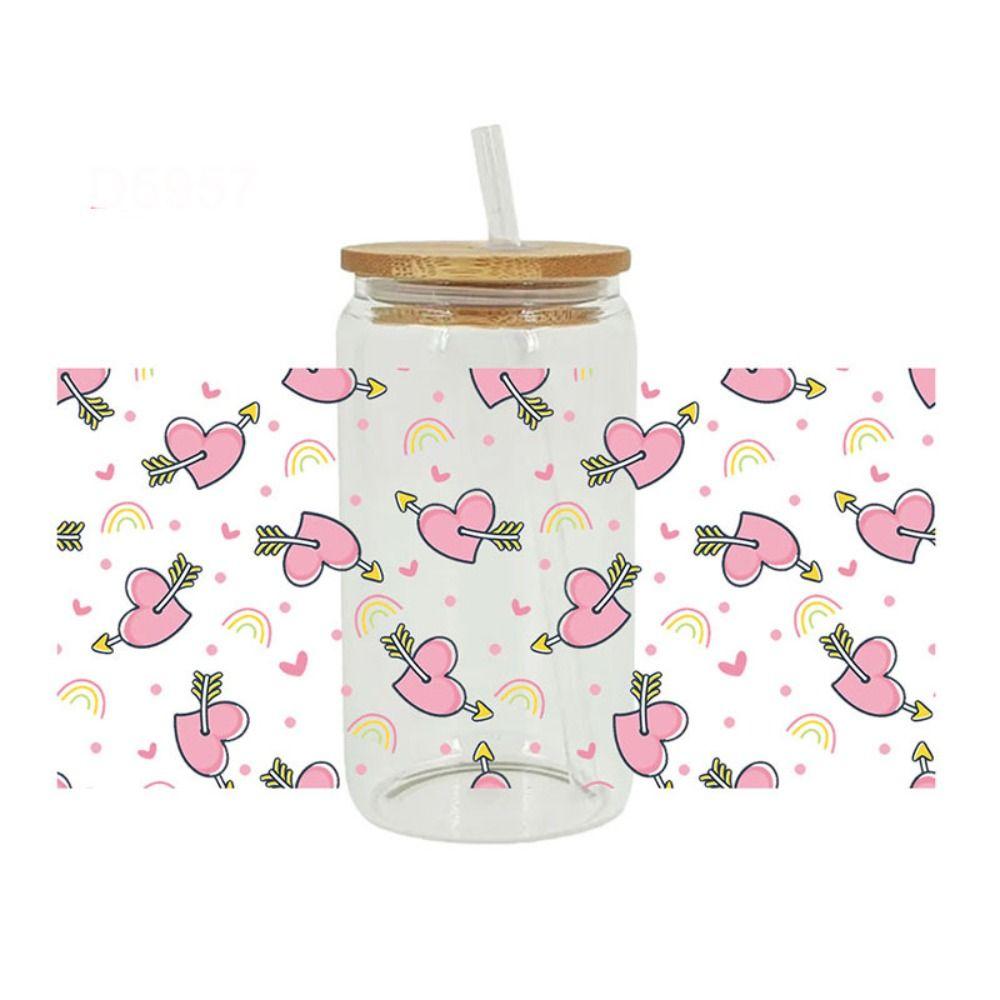 Rub on Cup Wraps Flower Printed Transfer Cup Stickers 3D UV DTF Transfers Stickers  16OZ Glass Cups