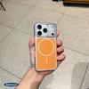 Матовый прозрачный чехол Apple iPhone 17 Pro Max MagSafe, оранжевый цветной блок