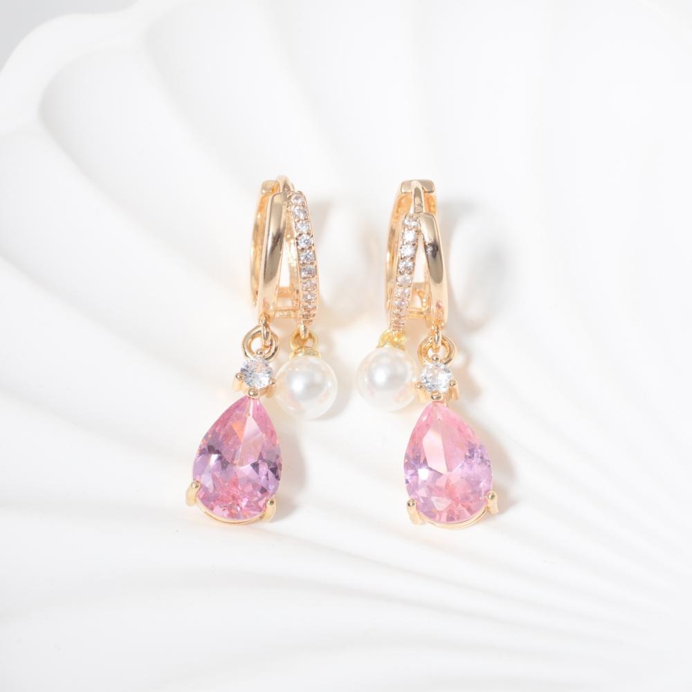 1 Pair Fashion Water Droplets Zirconia Dangle Earrings for Women Imitation Pearls Earring Jewelry Wedding Party Accessories