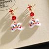 Silver Needle Dripping Oil Glass Lion Dance Earrings – Light Luxury, High-End Feel, Chinese New Year Festive Style Studs.