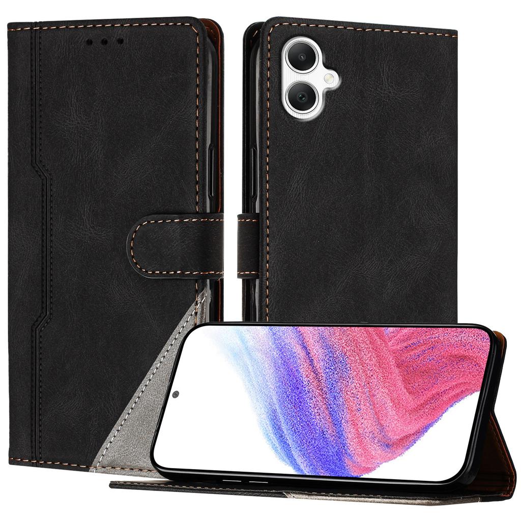 For Samsung Galaxy A06 4G Leather Case Triangle Patchwork Wallet Stand Shockproof Phone Cover
