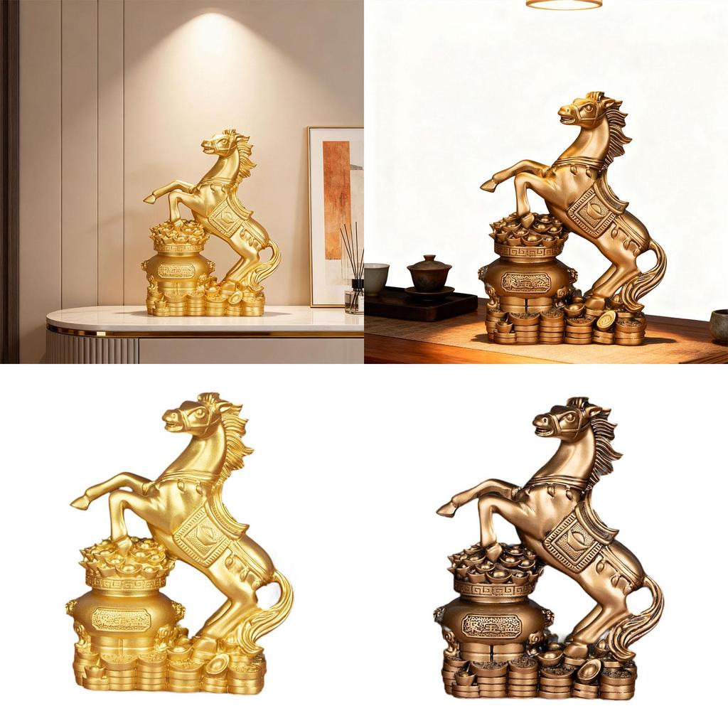 Artistic Resin Horse Statue Figurine Modern Feng Shui Sculpture Decoration for Table Desk Home Gift
