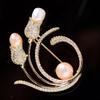 Natural Freshwater Pearl Flower Fresh And Sweet Copper Zirconium Brooch Elegant Zircon Creative Temperament Pin