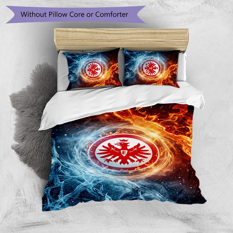 Eintracht Frankfurt Football Printed 3 Pieces Bedding Set, Comfortable Skin Friendly Bedroom Duvet Cover Set