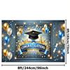 Wear Resist Congrats Grad Photo Backdrop 8x6ft 100D Polyester Colorful Bachelor Hat Banner for Indoor Outdoor Party Props