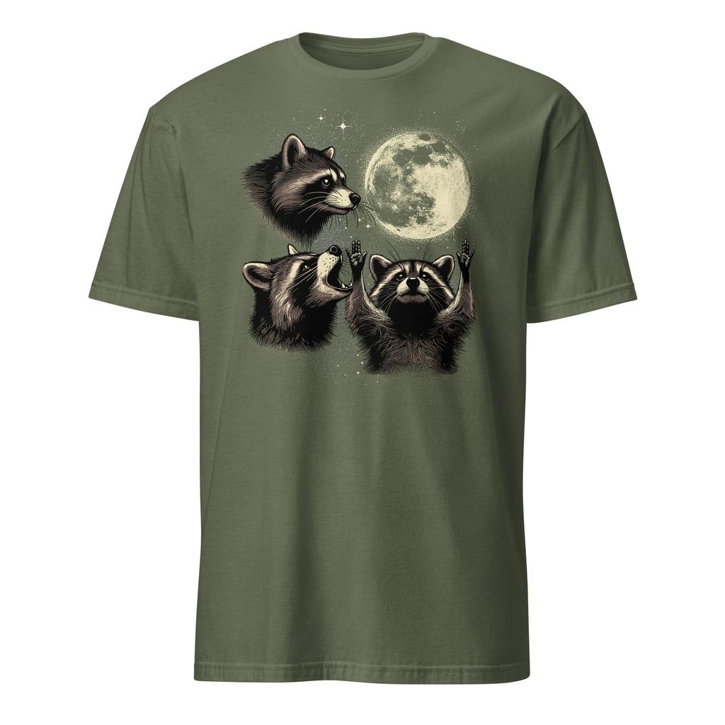Three Raccoons Shirt Trash Pandas Funny Raccoon Moon T-Shirt Size S-3XL Gift Tee