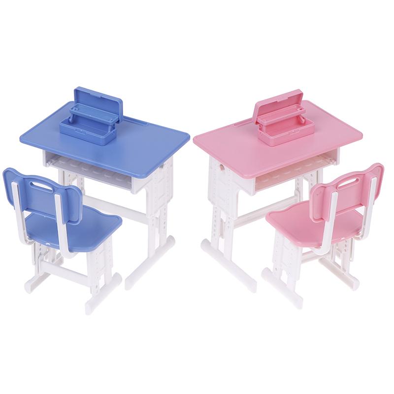 1 комплект миниатюрный кукольный домик школьная парта стул + пенал ролевые игры канцелярская модель для кукольных аксессуаров игрушка