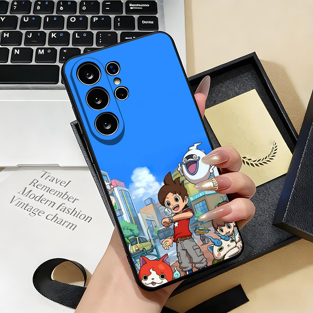 Komasan Buchinyan Y-Yo Kai W-Watch Чехол для телефона для Samsung S26 S25 S24 FE S23 S22 S21 Plus S20 Ultra Note20Ultra Черный Мягкий чехол