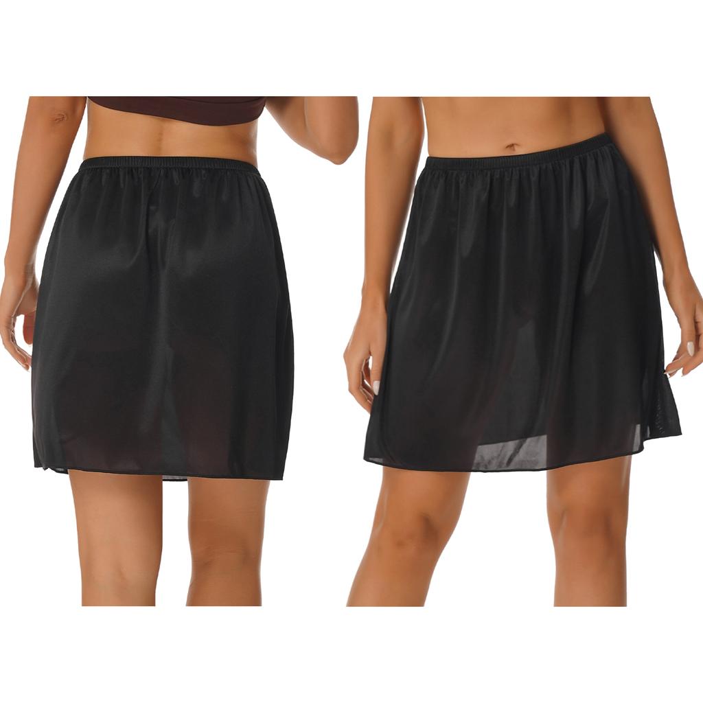 Женская однотонная нижняя юбка с эластичной резинкой на талии, внутренняя юбка-миди, длинная нижняя юбка