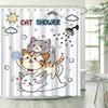 Милая кошка Шторка для душа Игривые мультяшные кошки Радужные сердца Дизайн Яркая кошачья тема для душа Полиэстер Легко чистить С крючками