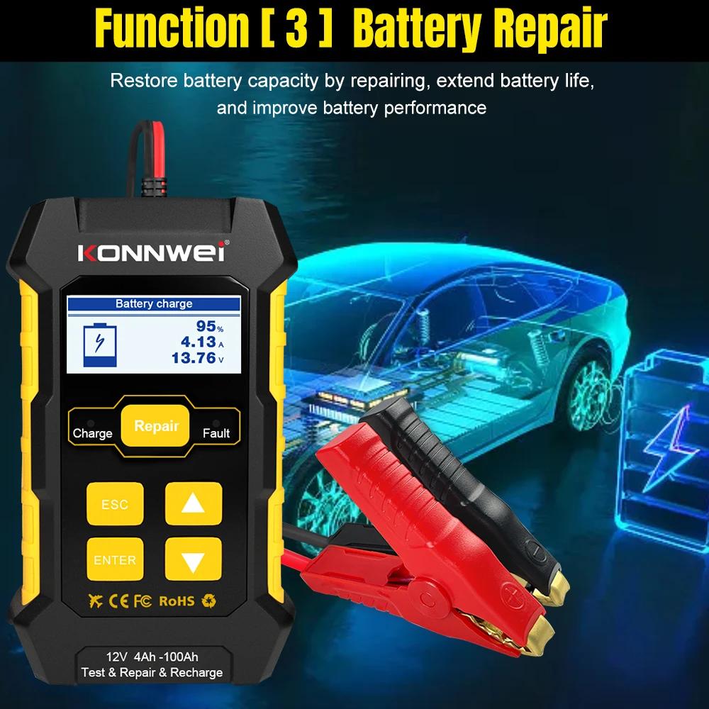KONNWEI KW510 Battery Tester 12V Car 5A Battery Charger Pulse Repair Wet Dry AGM Gel Lead Acid Car Repair Tool