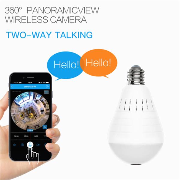 960P Wi-Fi Панорамная камера Лампа 360 градусов «рыбий глаз» Беспроводная домашняя безопасность Видеонаблюдение Night V